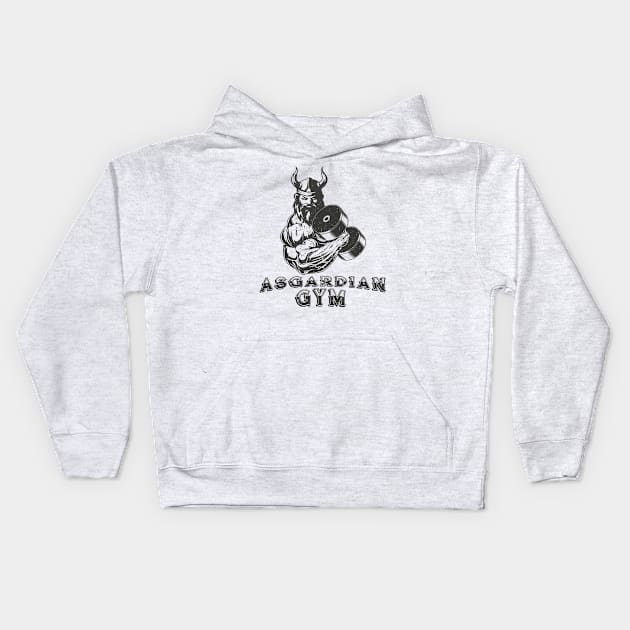 Asgardian Gym Viking Bodybuilding Kids Hoodie by PlimPlom